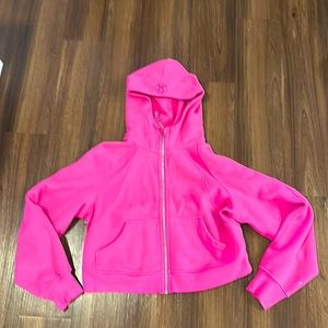 Lululemon Pink Funnel Neck Scuba. Small white mark on back of sleeve